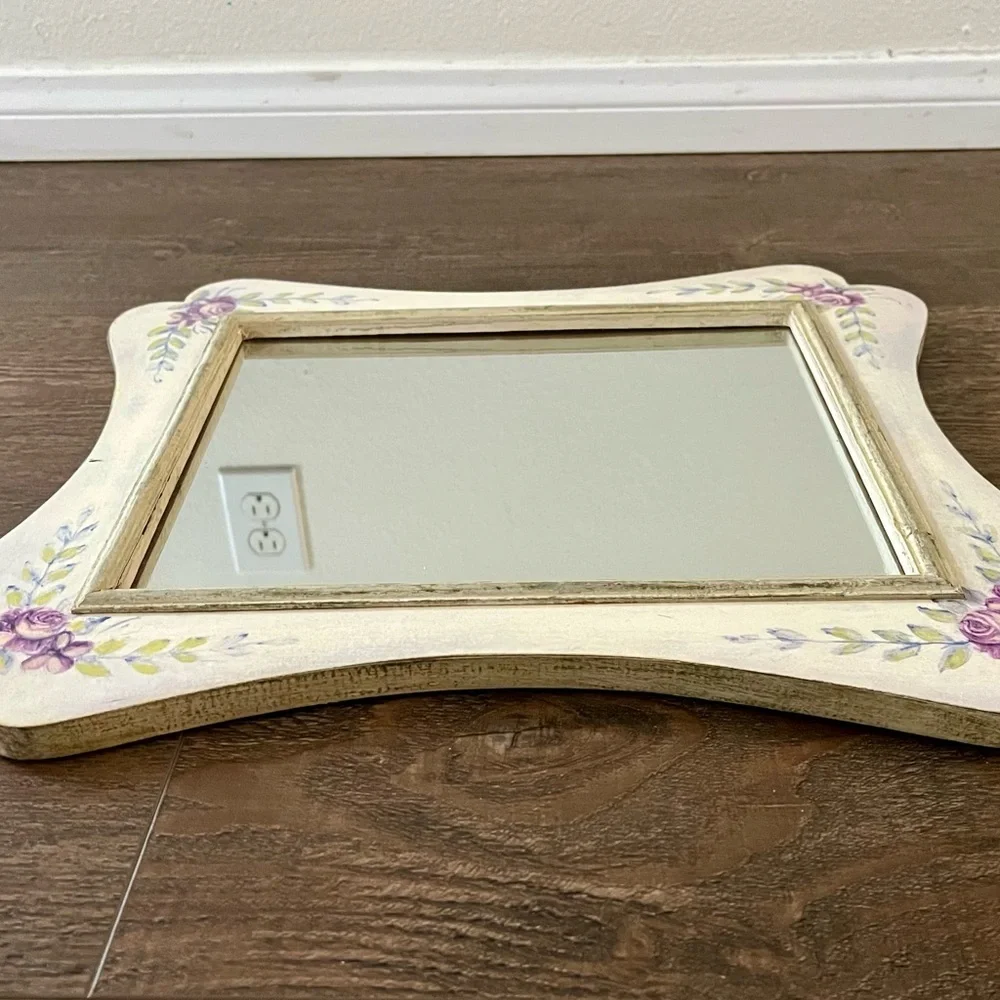 Floral Cream and Purple Wall Mirror